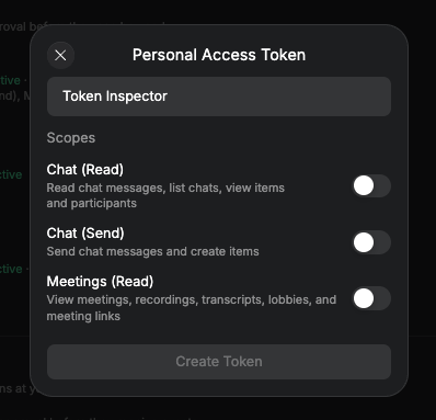 Personal Access Token creation dialog with scopes